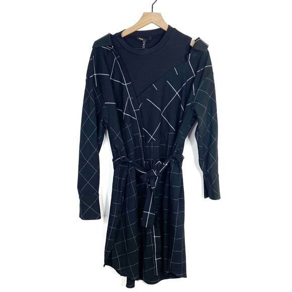 Maje Razak Deconstructed Plaid Cold Shoulder Dress - Picture 2 of 12